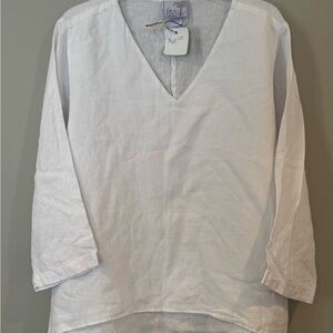 White Linen Oversized Boho Tunic NEW Boutique Loose Fit Size XL La Fixsun